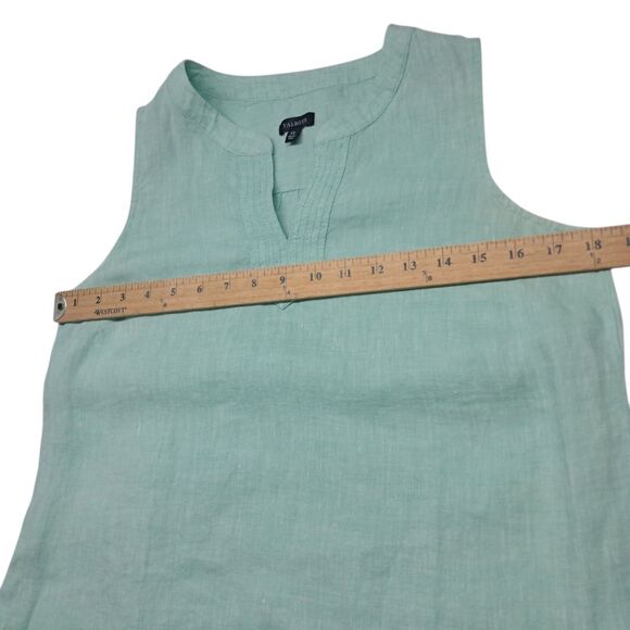 Talbots 100% Linen Tank Top Women's XS Green Sleeveless Split Neck Beach Preppy - Picture 8 of 8